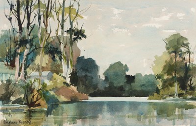 Lot 326 - Vaughan Bevan (b.1921) 'Lake at London Colney',...