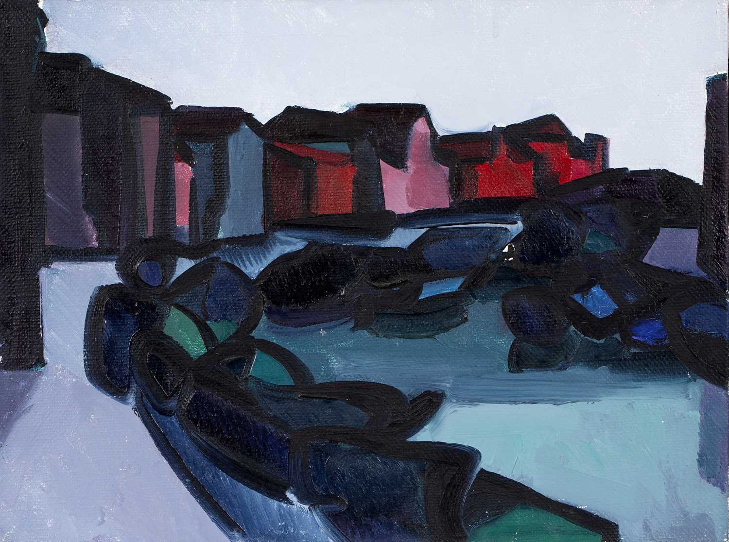 Lot 370 - Mario Signori (b.1929) A canal at Burano,...