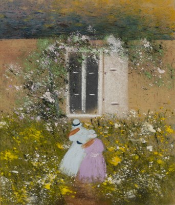 Lot 376 - Gabrielle Bellocq (b.1920) Figures in a garden,...