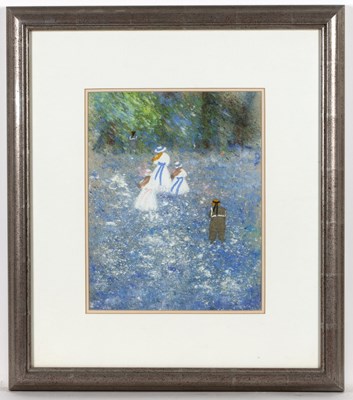 Lot 376 - Gabrielle Bellocq (b.1920) Figures in a garden,...