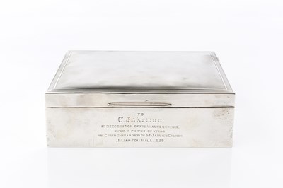 Lot 501 - A silver large cigarette box, of rectangular...