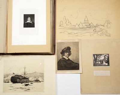 Lot 105 - A 19th century scrap book of portrait...