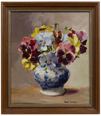 Lot 389 - Anne Cotterill (1933-2010) 'Pansies in a blue...