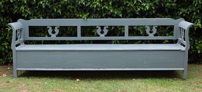 Lot 837 - A Scandinavian green painted pine box seat...