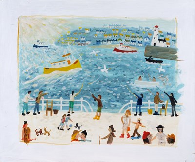 Lot 254 - Alan Furneaux (b.1953) Fishing on the Pier...