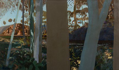 Lot 175 - Tim Guthrie (1933-1991) 'Hughes Creek' oil on...