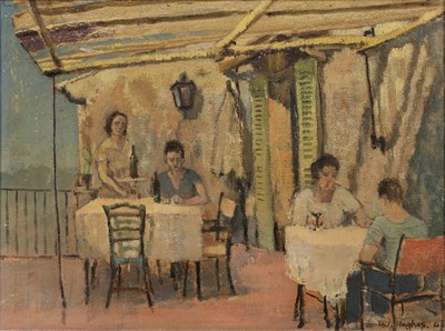 Lot 428 - H J Hughes 'The Terrace at Cagnes', signed and...