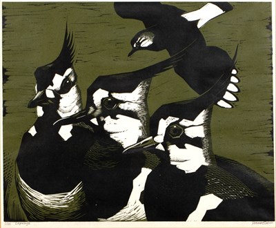 Lot 140 - Robert Gillmor (b.1936) 'Lapwings' linocut,...