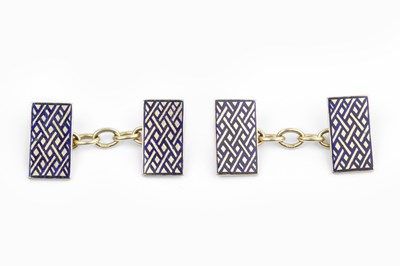 Lot 75 - A pair of enamel cufflinks, each rectangular...