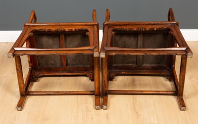 Lot 557 - A pair of antique Chinese elm Officials hat chairs