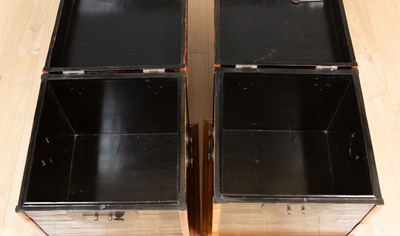 Lot 452 - A pair of Chinese black lacquer and bamboo storage boxes