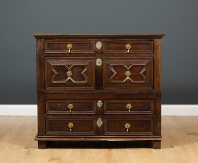 Lot 427 - A 17th century and later chest of four drawers...