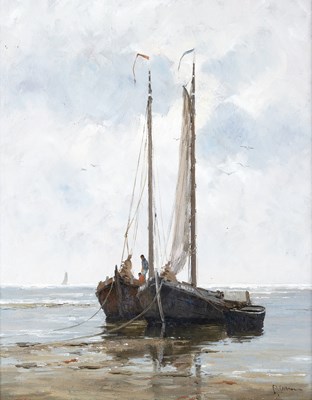 Lot 335 - Fritz Goosen (b.1943) Boat coming to Shore...