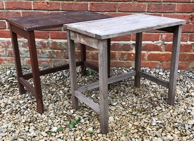 Lot 769 - A pair of teak garden occasional tables with...