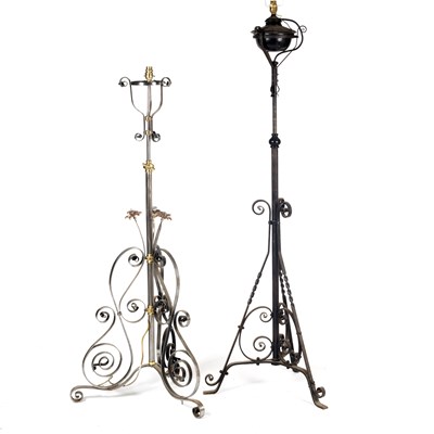 Lot 494 - A Victorian steel lamp standard of adjustable...