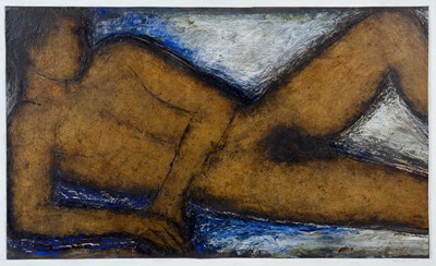 Lot 404 - John Emanuel (b.1930) Male Nude on Blue signed...