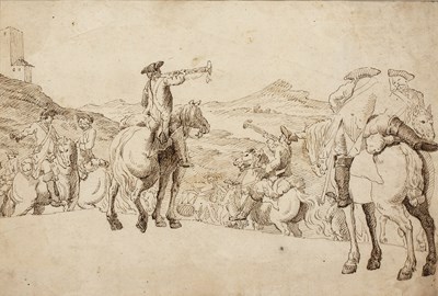 Lot 442 - 18th century English school Mounted Cavalry...