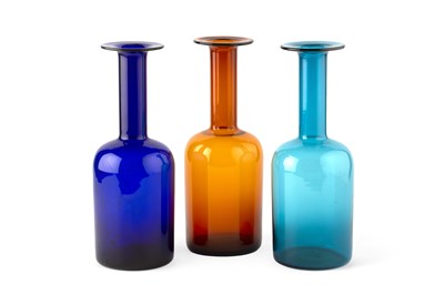 Lot 755 - Otto Brauer for Holmgaard Three gulvases blue,...