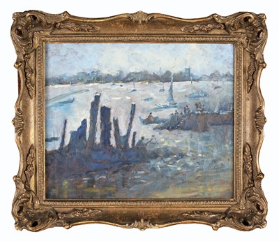 Lot 250 - Barbara Doyle (1917-2015) Figures on a Jetty,...