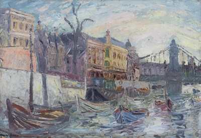 Lot 217 - George Hann (1900-1979) Boats on the Thames at...