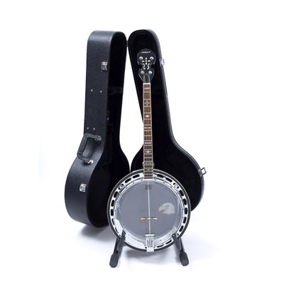 Lot 233 - An Aria banjo, the body with ivorine banded...
