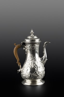 Lot 603 - A George III silver coffee pot, of baluster...