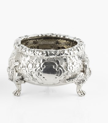 Lot 606 - A silver salt of heavy gauge, embossed and...