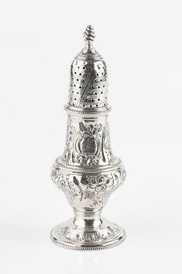 Lot 608 - A George III silver muffineer, of baluster...