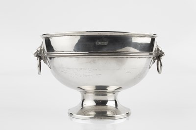 Lot 616 - A silver rose bowl, with twin lion's mask ring...