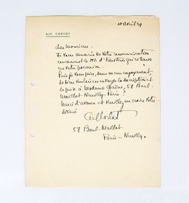 Lot 175 - Cortot, Alfred: an autograph letter dated 1...