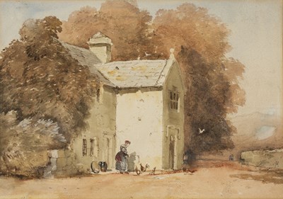 Lot 499 - David Cox (1783-1859) Peasant woman feeding...