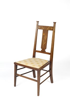 Lot 12 - Art Nouveau marquetry inlaid chair with later...