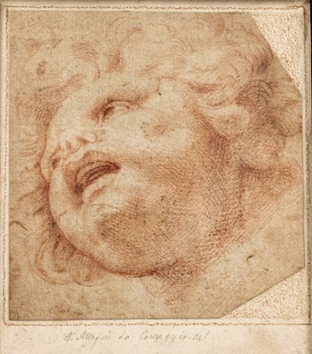 Lot 478 - After Correggio Head Study, inscribed 'A...