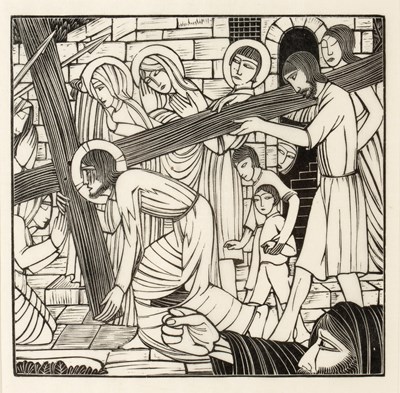 Lot 149 - Eric Gill The Carrying of the Cross, wood...