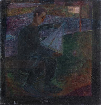 Lot 430 - Jerry White (b.1952) Fixing the Boat at Dusk,...