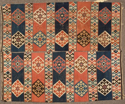 Lot 129 - A pair of Kelim rugs with hexagonal motifs,...