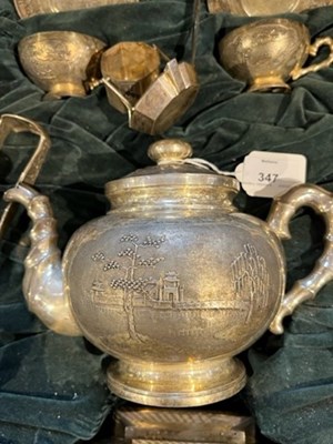 Lot 347 - An extensive Vietnamese silver tea service,...