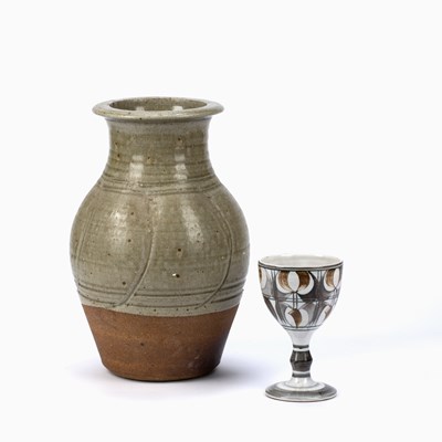 Lot 360 - Studio pottery large ash glazed vase, unmarked,...