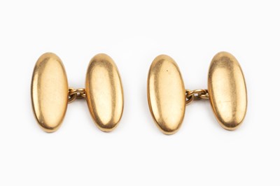 Lot 76 - A pair of cufflinks, with oval panels and...