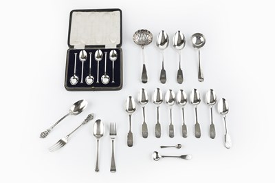 Lot 361 - A collection of silver flatware, comprising a...