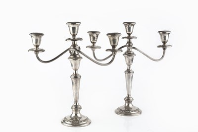 Lot 362 - A pair of American silver three-light...