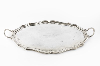 Lot 365 - An Edwardian silver twin handled tray, of...