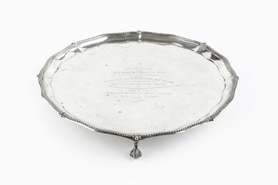 Lot 366 - A late Victorian silver salver, with shaped...