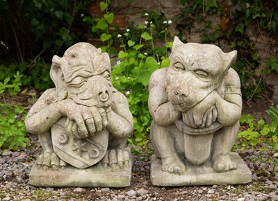 Lot 814 - A pair of weathered cast reconstituted stone...