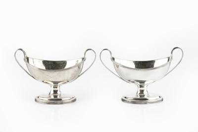 Lot 388 - A pair of George III silver twin handled oval...