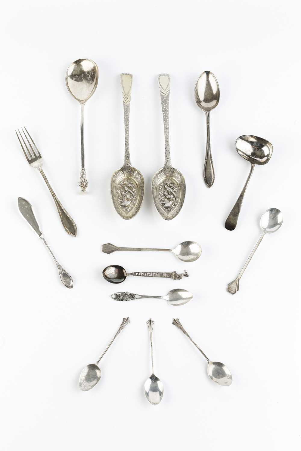 Lot 394 - Two George III silver table spoons, later...