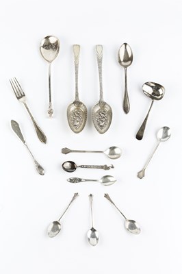 Lot 394 - Two George III silver table spoons, later...