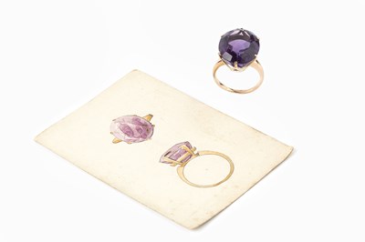 Lot 48 - An amethyst single stone ring, the oval...