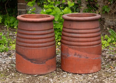 Lot 823 - A pair of unusual terracotta 'beehive' type...