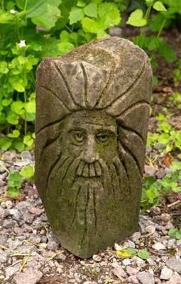 Lot 826 - An old hand carved stone corbel of a bearded...